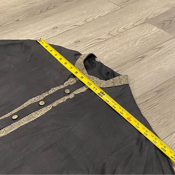 Roopam 2 Pc Kurta Set Men’s Size 40 Charcoal Gray Embroidered Two Piece Set - Picture 13 of 14